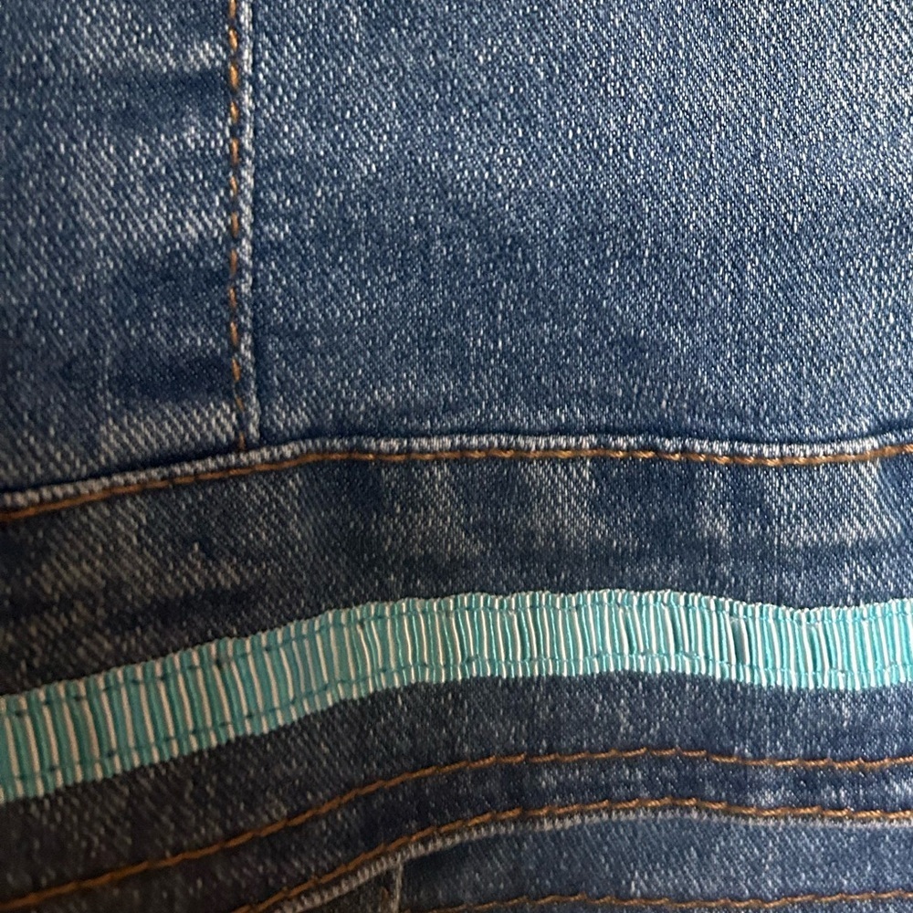 V Christina denim turquoise and ruby butterfly jacket size large - Picture 4 of 11